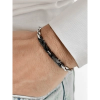 Gümüş ve Siyah Çelik Erkek Bileklik FRJ10105A-J 2 Yıl Garantili Hediye Paketli