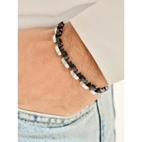 Gümüş ve Siyah Çelik Erkek Bileklik FRJ10139A-J 2 Yıl Garantili Hediye Paketli