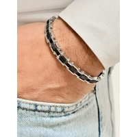 Gümüş ve Siyah Çelik Erkek Bileklik FRJ10141A-J 2 Yıl Garantili Hediye Paketli