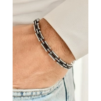 Gümüş ve Siyah Çelik Erkek Bileklik FRJ10148A-J 2 Yıl Garantili Hediye Paketli