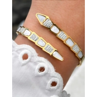 Sarı Çelik Kelepçe Kordon Kristal Taşlı Kadın Bileklik FRJW10046A-B 2 Yıl Garantili Hediye Paketli