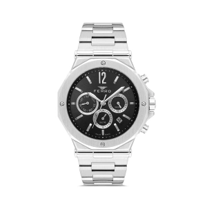 Ferro Gümüş Çelik Kordon Erkek Kol Saati FM43020A-A2 Tüm Fonksiyonlar Aktif 3 ATM Su Geçirmez