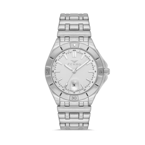 Ferro Gümüş Çelik Kordon Erkek Kol Saati FM43017A-A Tüm Fonksiyonlar Aktif 3 ATM Su Geçirmez