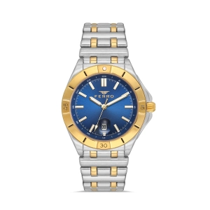 Ferro Sarı ve Gümüş Çelik Kordon Erkek Kol Saati FM43017A-D3 Tüm Fonksiyonlar Aktif 3ATM Su Geçirmez