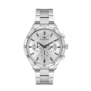 Ferro Gümüş Çelik Kordon Erkek Kol Saati FM11382A-A Fonksiyonları Aktif 3ATM Su Geçirmez
