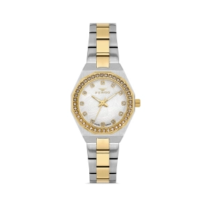 Ferro Sarı ve Gümüş Çelik Kordon Kadın Kol Saati FL43014A-D 3ATM Su Geçirmez 2 Yıl Garantili