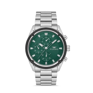 Ferro Gümüş Çelik Kordon Erkek Kol Saati FM11388A-J6 Fonksiyonları Aktif 3ATM Su Geçirmez