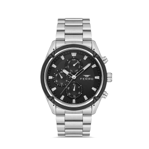 Ferro Gümüş Çelik Kordon Erkek Kol Saati FM11388A-J2 Fonksiyonları Aktif 3ATM Su Geçirmez