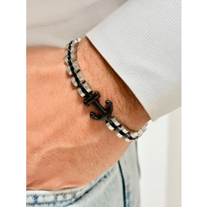 Gümüş ve Siyah Çelik ve Deri Erkek Bileklik FRJ10156A-J 2 Yıl Garantili Hediye Paketli