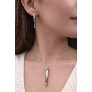 Gümüş Çelik Kadın Küpe ve Kolye Set FRJW10007A-A 2 Yıl Garantili Hediye Paketli