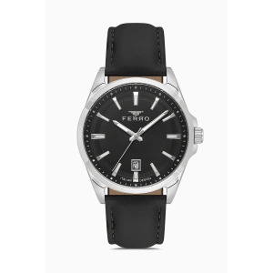 Ferro Siyah Deri Kordon Erkek Kol Saati F11779B-J2 3 ATM Su Geçirmez 2 Yıl Garantili Hediye Paketli