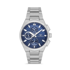 Ferro Gümüş Çelik Kordon Erkek Kol Saati FM43037A-A3 Tüm Fonksiyonlar Aktif 3ATM Su Geçirmez