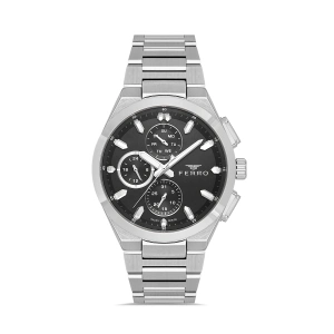 Ferro Gümüş Çelik Kordon Erkek Kol Saati FM43037A-A2 Tüm Fonksiyonlar Aktif 3ATM Su Geçirmez