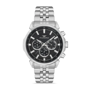Ferro Gümüş Çelik Kordon Erkek Kol Saati FM11375A-A2 Fonksiyonları Aktif 3ATM Su Geçirmez