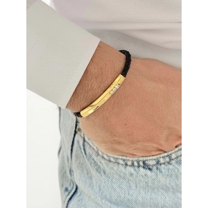 Sarı Çelik Deri Erkek Bileklik FRJ10190A-B 2 Yıl Garantili Hediye Paketli