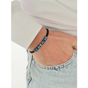 Lacivert ve Gümüş Çelik Deri Erkek Bileklik FRJ10191B-L 2 Yıl Garantili Hediye Paketli