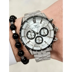 Ferro Gümüş Çelik Kordon Erkek Kol Saati FM40139A-J Tüm Fonksiyonlar Aktif 3 ATM Su Geçirmez