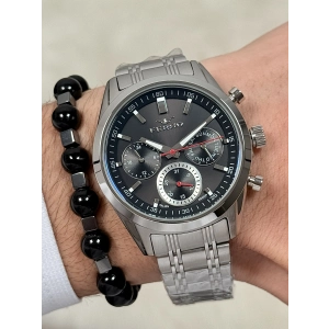 Ferro Gümüş Çelik Kordon Erkek Kol Saati FM40152A-A2 Tüm Fonksiyonlar Aktif 3 ATM Su Geçirmez