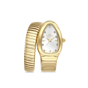 Ferro Sarı Çelik Kordon Kadın Kol Saati FL40165A-B 3ATM Su Geçirmez 2 Yıl Garantili HediyePaketli