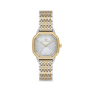 Ferro Sarı ve Gümüş Çelik Kordon Kadın Kol Saati FL21766A-D 3ATM Su Geçirmez 2 Yıl Garantili