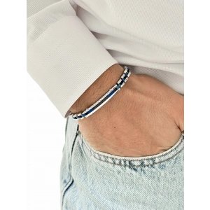 Gümüş ve Lacivert Çelik Erkek Bileklik FRJ10166A-L 2 Yıl Garantili Hediye Paketli