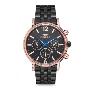 Ferro Siyah Çelik Kordon Erkek Kol Saati F81888A-899-R 3ATM Su Geçirmez 2 Yıl Garantili