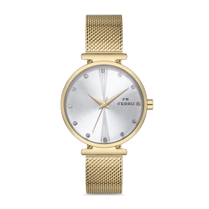 Ferro Gold Stainless Steel Mesh Band Women Watch F2995C-1129-B
