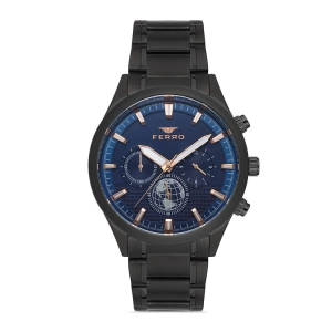 Ferro Gri Çelik Kordon Erkek Kol Saati FM11215A-V3 Fonksiyonları Aktif 3ATM SuGeçirmez HediyePaket