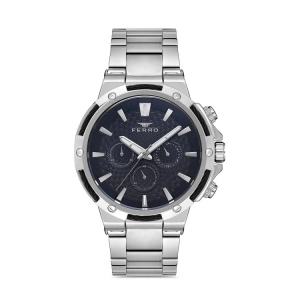 Ferro Gümüş Çelik Kordon Erkek Kol Saati FM11168A-J2 Fonksiyonları Aktif 3ATM SuGeçirmez HediyePaket