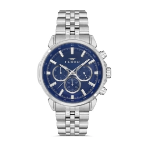 Ferro Gümüş Çelik Kordon Erkek Kol Saati FM11375A-A3 Fonksiyonları Aktif 3ATM Su Geçirmez