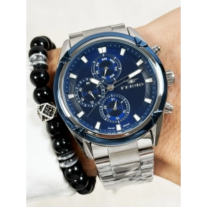 Ferro Gümüş Çelik Kordon Erkek Kol Saati FM11388A-L3 Fonksiyonları Aktif 3ATM Su Geçirmez