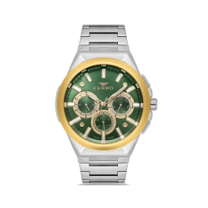 Ferro Gümüş Çelik Kordon Erkek Kol Saati FM11505A-D6 Fonksiyonları Aktif 3ATM Su Geçirmez