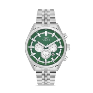 Ferro Gümüş Çelik Kordon Erkek Kol Saati FM11507A-A6 Fonksiyonları Aktif 3ATM Su Geçirmez
