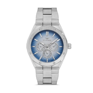 Ferro Gümüş Çelik Kordon Erkek Kol Saati FM11537AWT-A3 Fonksiyonları Aktif 3ATM Su Geçirmez