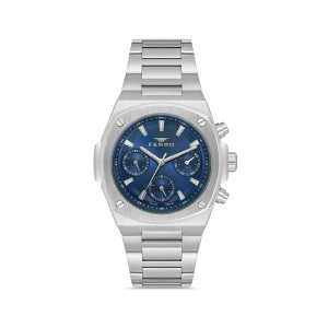 Ferro Gümüş Çelik Kordon Erkek Kol Saati FM11555AWT-A3 Fonksiyonları Aktif 3 ATM Su Geçirmez