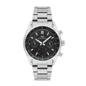 Ferro Gümüş Çelik Kordon Erkek Kol Saati FM11588AWT-A2 Fonksiyonları Aktif 3 ATM Su Geçirmez