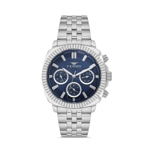 Ferro Gümüş Çelik Kordon Erkek Kol Saati FM11627AWT-A3 Fonksiyonları Aktif 3 ATM Su Geçirmez