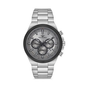 Ferro Gümüş Çelik Kordon Erkek Kol Saati FM11641AWT-J4 Fonksiyonları Aktif 3 ATM Su Geçirmez