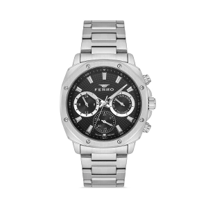 Ferro Gümüş Çelik Kordon Erkek Kol Saati FM11652A-A2 Fonksiyonları Aktif 3 ATM Su Geçirmez