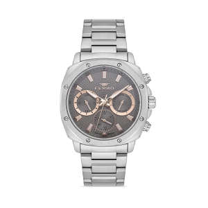 Ferro Gümüş Çelik Kordon Erkek Kol Saati FM11652A-A4 Fonksiyonları Aktif 3 ATM Su Geçirmez