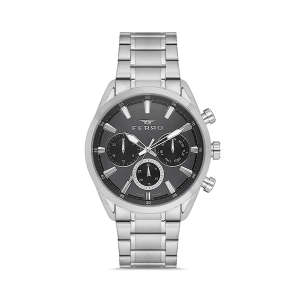 Ferro Gümüş Çelik Kordon Erkek Kol Saati FM11758A-A2 Tüm Fonksiyonları Aktif 3 ATM Su Geçirmez