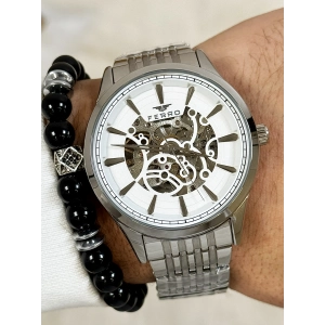 Ferro Gümüş Çelik Kordon Erkek Kol Saati FM31440A-A Otomatik Makine 3 ATM Su Geçirmez Hediye Paketli