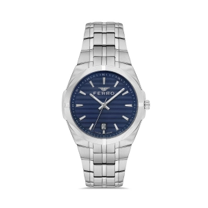 Ferro Gümüş Çelik Kordon Erkek Kol Saati FM40143A-A3 Tüm Fonksiyonlar Aktif 3 ATM Su Geçirmez