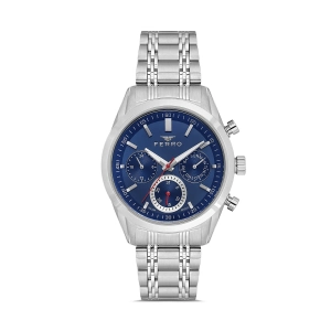 Ferro Gümüş Çelik Kordon Erkek Kol Saati FM40152A-A3 Tüm Fonksiyonlar Aktif 3 ATM Su Geçirmez