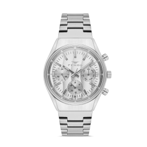 Ferro Gümüş Çelik Kordon Erkek Kol Saati FM43011A-A Tüm Fonksiyonlar Aktif 3 ATM Su Geçirmez