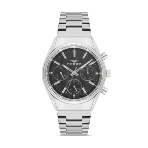 Ferro Gümüş Çelik Kordon Erkek Kol Saati FM43011A-A2 Tüm Fonksiyonlar Aktif 3 ATM Su Geçirmez