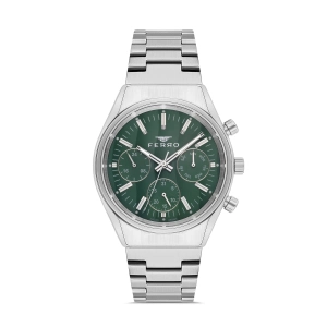 Ferro Gümüş Çelik Kordon Erkek Kol Saati FM43011A-A6 Tüm Fonksiyonlar Aktif 3 ATM Su Geçirmez