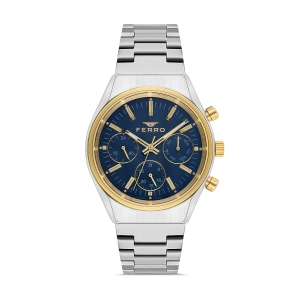 Ferro Gümüş Çelik Kordon Erkek Kol Saati FM43011A-D3 Tüm Fonksiyonlar Aktif 3 ATM Su Geçirmez