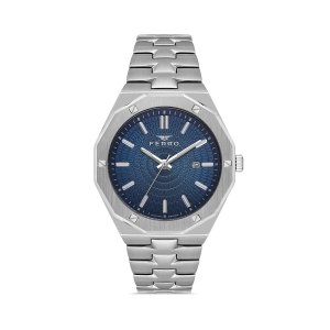 Ferro Gümüş Çelik Kordon Erkek Kol Saati FM43015A-A Tüm Fonksiyonlar Aktif 3 ATM Su Geçirmez