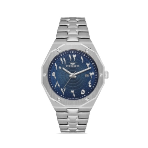 Ferro Gümüş Çelik Kordon Erkek Kol Saati FM43016A-A Tüm Fonksiyonlar Aktif 3 ATM Su Geçirmez